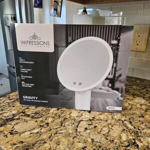 Impressions Vanity Co Gravity Tri Tone LED Mirror USB-C Rechargeable NEW